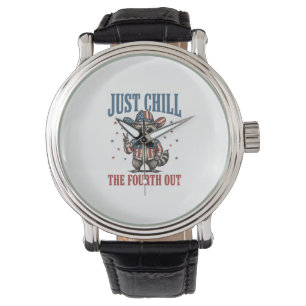 Just Chill The Fourth Out Patriotic Racoon Shirt_ Watch