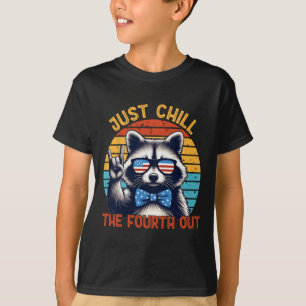 Just Chill The Fourth Out Racoon 4th Of July Vint T-Shirt