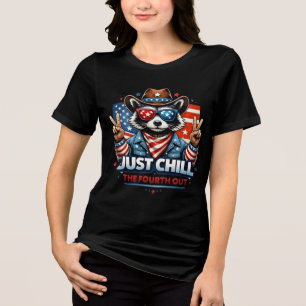 Just Chill This Fourth Funny Racoon Summer Design Tri-Blend Shirt