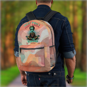 Just Chill, We Come in Peace Printed Backpack