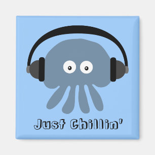 Just Chillin' Blue Jellyfish With Headphones Magnet