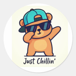 Just Chillin' - Cool Dab Bear Classic Round Sticker