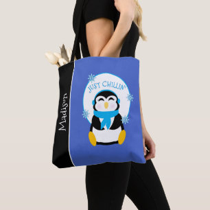 Just Chillin' Cute Penguin Tote Bag