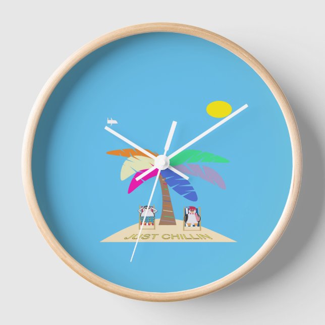 Just Chillin Design Acrylic Wall Clock (Front)