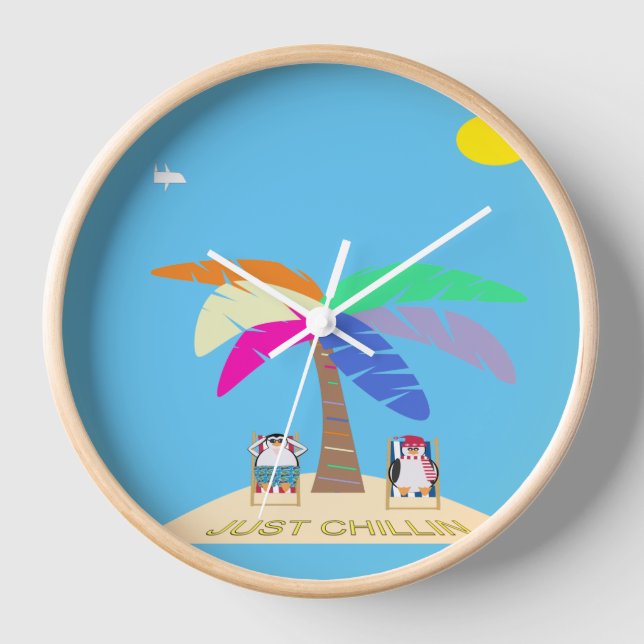 Just Chillin Design Acrylic Wall Clock (Front)