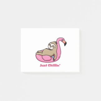 JUST CHILLIN' - Lazy Sloth & Pink Flamingo Post-it Notes