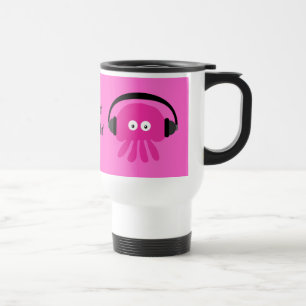 Just Chillin' Pink Jellyfish With Headphones Travel Mug