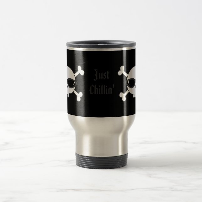 Just Chillin' Skulls With Sunglasses Travel Mug (Center)
