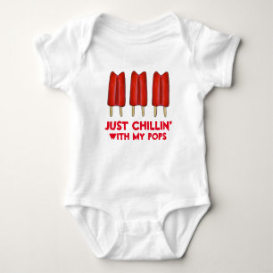 Just Chillin' With My Pops Red Twin Pop Popsicles Baby Bodysuit