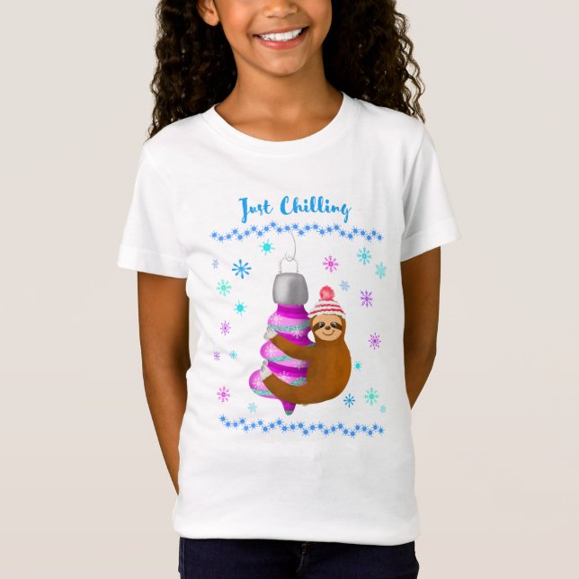 Just Chilling Cute Sloth Hanging On Ornament  T-Shirt (Front)
