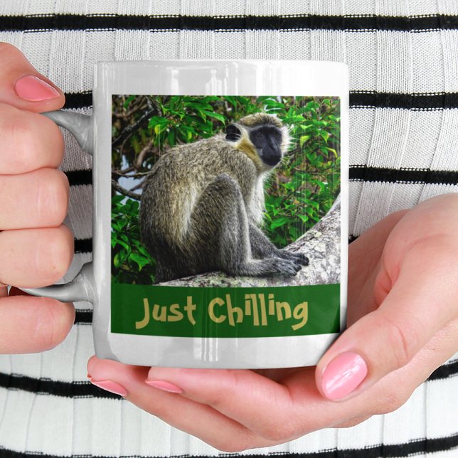 Just Chilling Green Monkey Print Mug (Creator Uploaded)