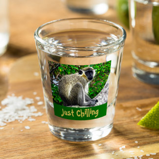 Just Chilling Green Monkey Print Shot Glass