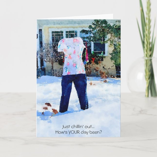 Just Chilling Out Frozen Pants Outfit Blank Card (Front)