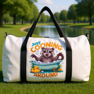 Just Cooning, Playful Racoon Bath time Adventure Duffle Bag