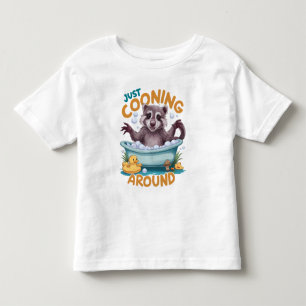 Just Cooning, Playful Racoon Bath time Adventure Toddler T-Shirt