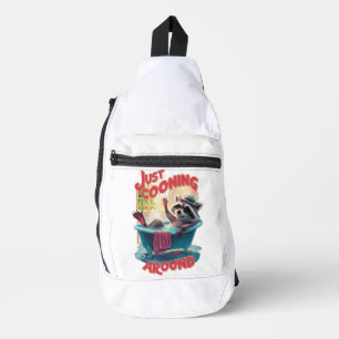 Just Cooning Playful Racoon Splashing in Bath , Sling Bag