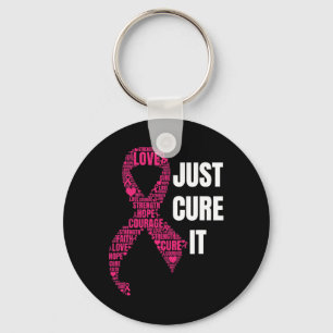 Just Cure It Pink Ribbon Breast Cancer Awareness Key Ring