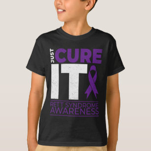 Just Cure It Rett Syndrome Awareness Purple Ribbon T-Shirt