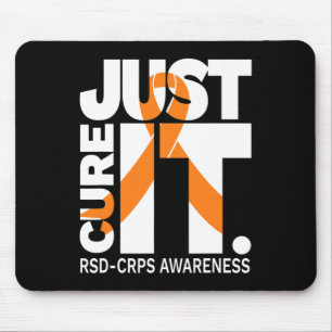 Just Cure RSD CRPS Awareness Ribbon white text Mouse Pad