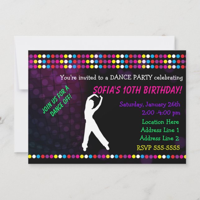 Just Dance Party Disco Ball Invitation (Front)