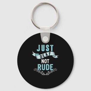 Just Deaf Not Rude Awareness Yellow Ribbon Asl Lan Key Ring