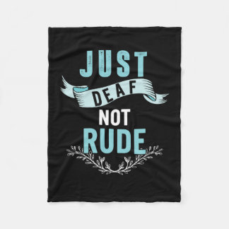 Just Deaf Not Rude Deaf Awareness Yellow Ribbon As Fleece Blanket