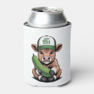 Just Dill with It Cow PNG, Funny Pickle Can Cooler