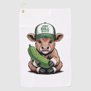 Just Dill with It Cow PNG, Funny Pickle Golf Towel