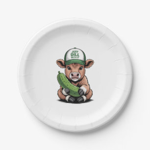 Just Dill with It Cow PNG, Funny Pickle Paper Plate