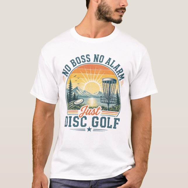 Just Disc Golf Retro Sunset T-Shirt (Front)