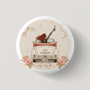 Just Divorced in Bloom Floral Elegant Button