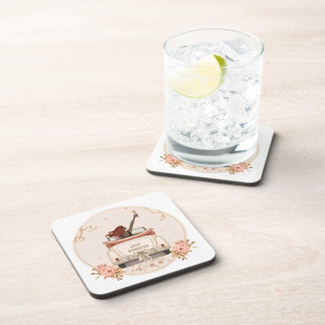 Just Divorced in Bloom Floral Elegant Coaster (Right Side)