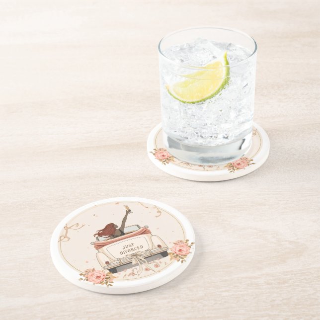 Just Divorced in Bloom Floral Elegant Coaster (Side)