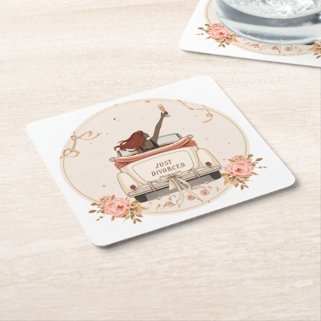 Just Divorced in Bloom Floral Elegant Coaster (Angled)