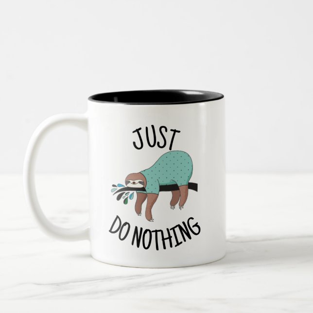 Just Do Nothing Sloth Two-Tone Coffee Mug (Left)