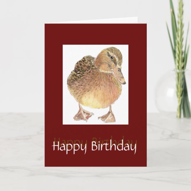 Just Ducky Fun Birthday Cute Bird Card (Front)