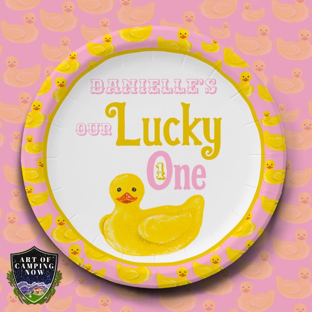 Just Ducky Lucky One First Birthday Invitation Paper Plate (Creator Uploaded)