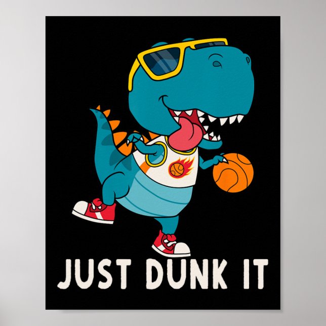 Just Dunk It Fun Dinosaur Basketball League Slam D Poster (Front)