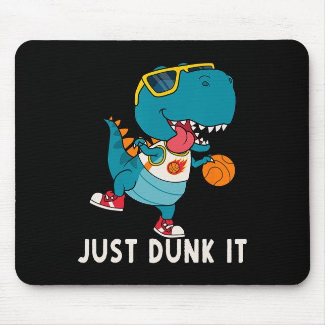 Just Dunk It Fun Dinosaur Bysketbyll League Slam D Mouse Pad (Front)