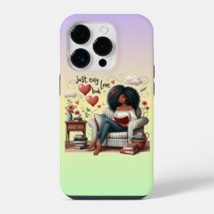 Just Easy Love Book, African American Girl Reading iPhone 14 Pro Case