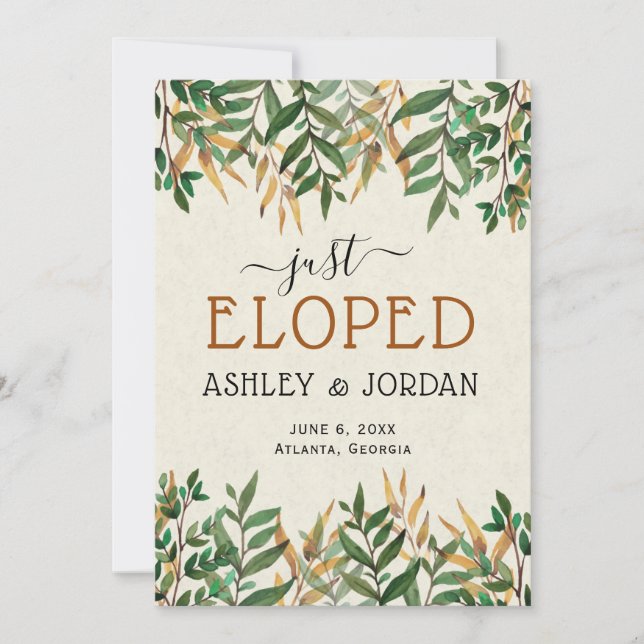 Just Eloped Wedding Announcement (Front)