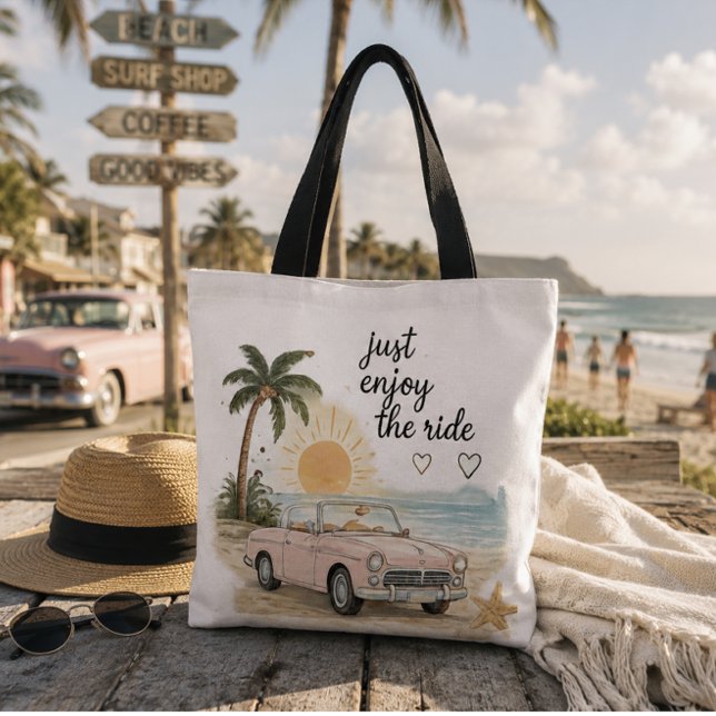 Just Enjoy The Ride Beach Tote Bag (Creator Uploaded)