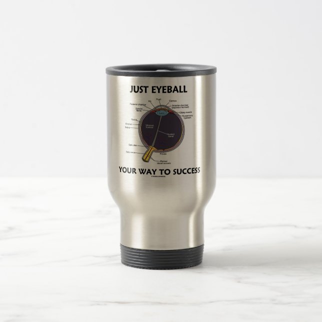 Just Eyeball Your Way To Success (Eye Anatomy) Travel Mug (Center)