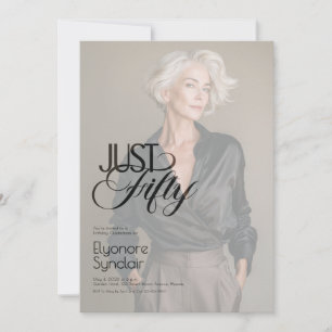 Just Fifty Photo 50th Birthday Party Invitation