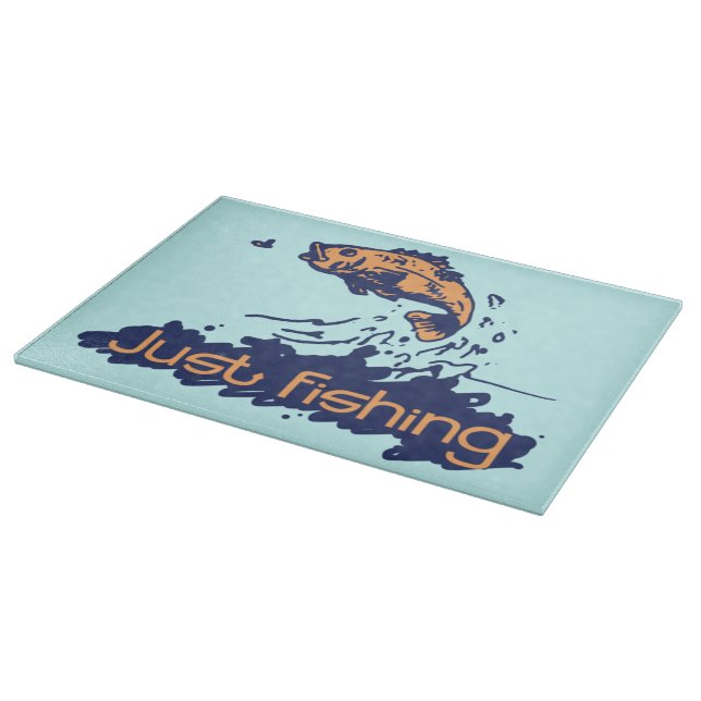 Just fishing graphic glass cutting board (Corner)