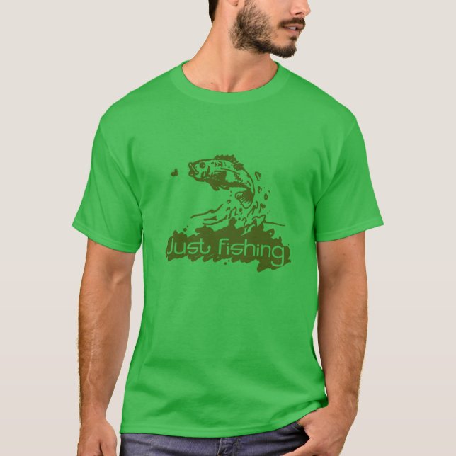 Just Fishing green flying fishing t-shirt (Front)