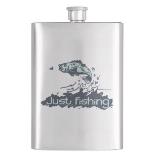 Just fishing jumping fish graphic drinks bottle hip flask