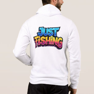Just Fishing Neon Glow Rainbow Funny Gift for Fish Hoodie
