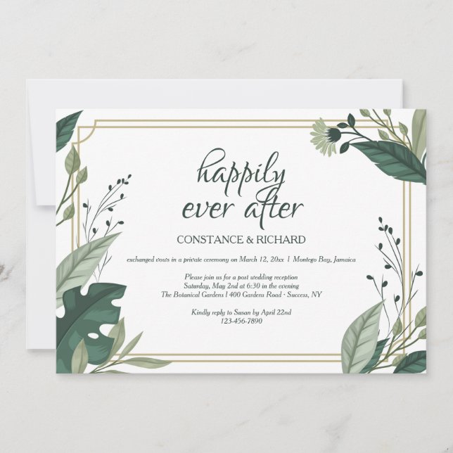 Just Foliage Elopement Reception Invitation (Front)