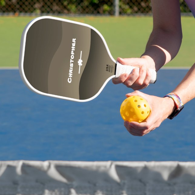 Just For Him Stylish Script Name Chic Camo Print  Pickleball Paddle (Insitu)